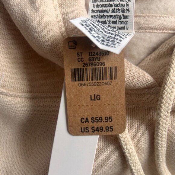 Victoria's Secret Ivy Fleece Cropped Hoodie Beige/White Embossed - Large - Picture 12 of 12